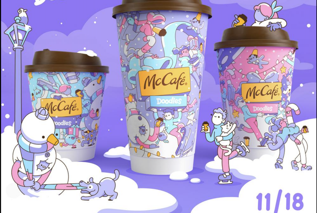 マクドナルド、NFTブランドDoodlesとコラボレーション限定コーヒーカップを全米で展開へ