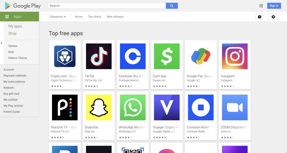 アメリカのApp Store金融カテゴリ、無料アプリランキングトップ4を暗号資産関連アプリが占拠